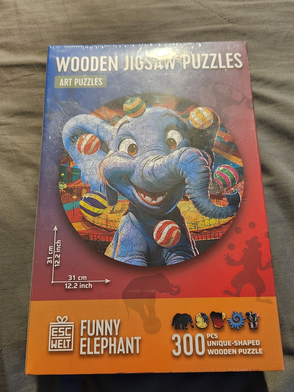 ESC Welt Funny Elephant Wooden Jigsaw Puzzle - Blue Elephant